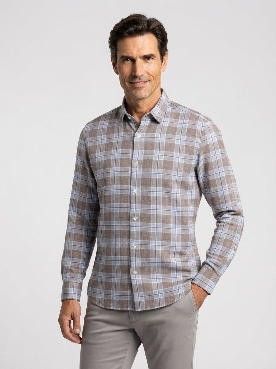 Hemd Roma, Shaped, Baumwolle-Modal, Button-Under, multicolor kariert