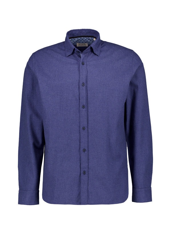 Hemd Roma, Shaped, Baumwolle, Button-Under, indigo meliert