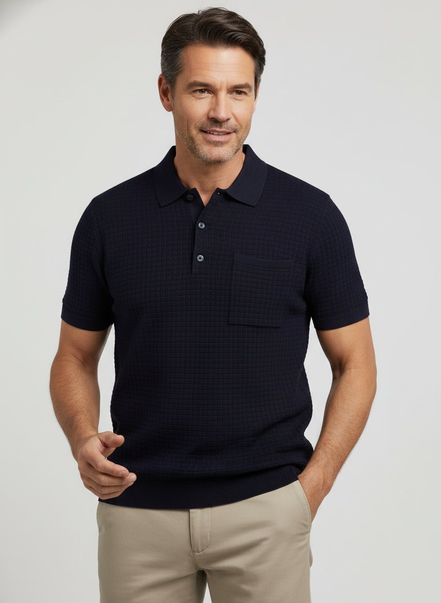 Polo-Shirt Dylan, Strick, dunkelblau