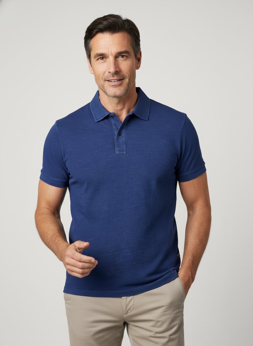 Polo-Shirt Michael, Jersey, blau