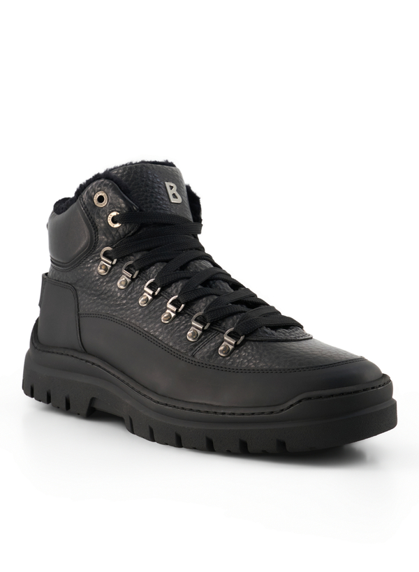 Schnürboots Bansko, Leder Lammfell gefüttert Spikes, schwarz