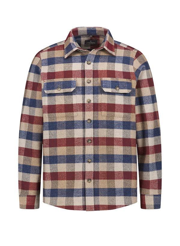 Overshirt, Casual Fit, Baumwolle, blau-rost kariert