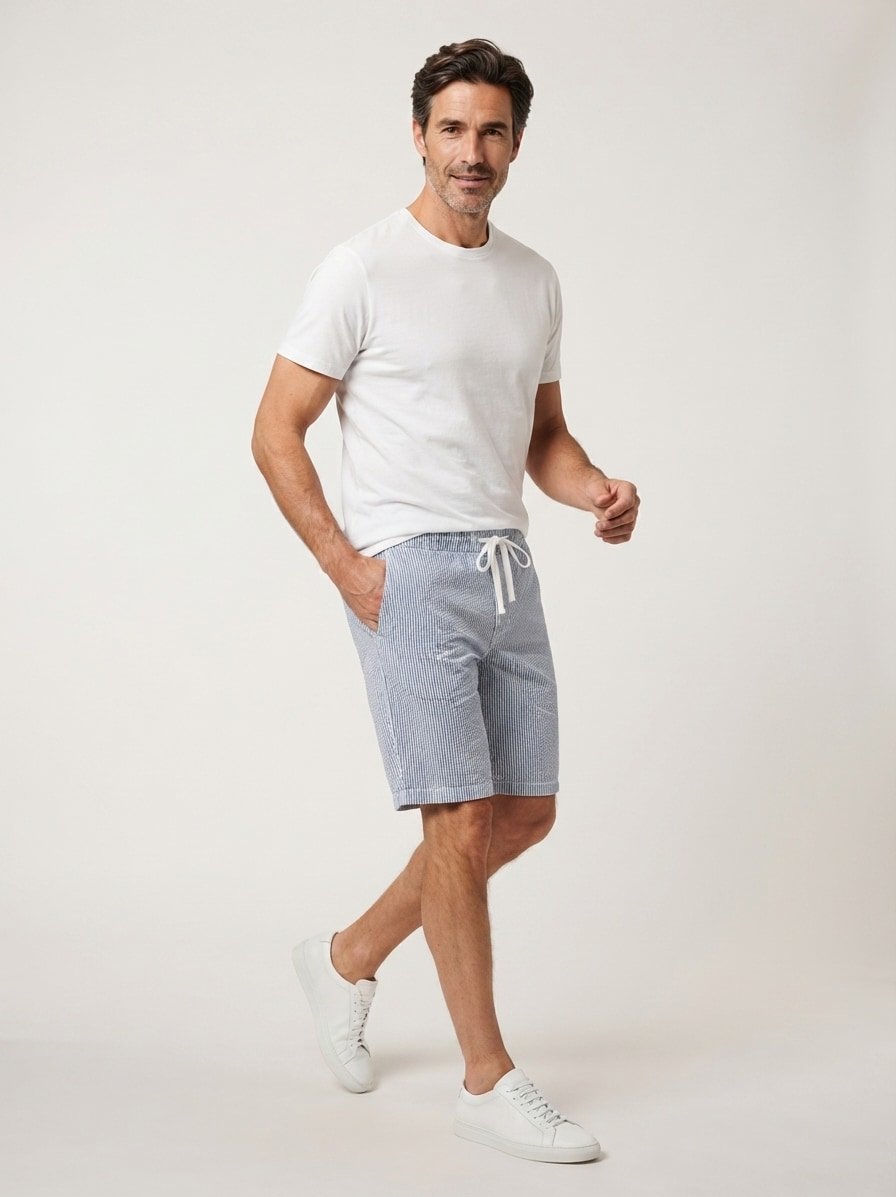 Sweatshorts Francesco, Baumwolle, blue gestreift