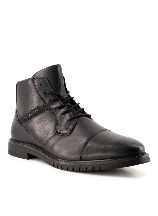 bugatti Herren Schnürboots schwarz Glattleder