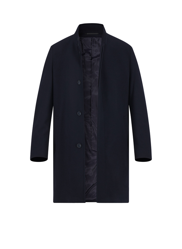 KARL LAGERFELD Herren Mantel blau Wolle unifarben