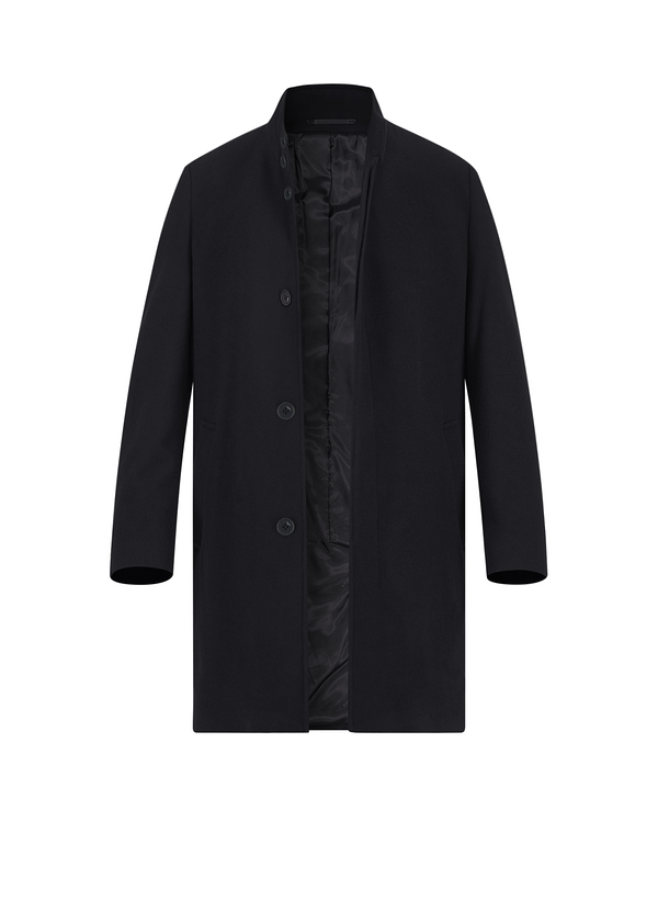 KARL LAGERFELD Herren Mantel schwarz Wolle unifarben