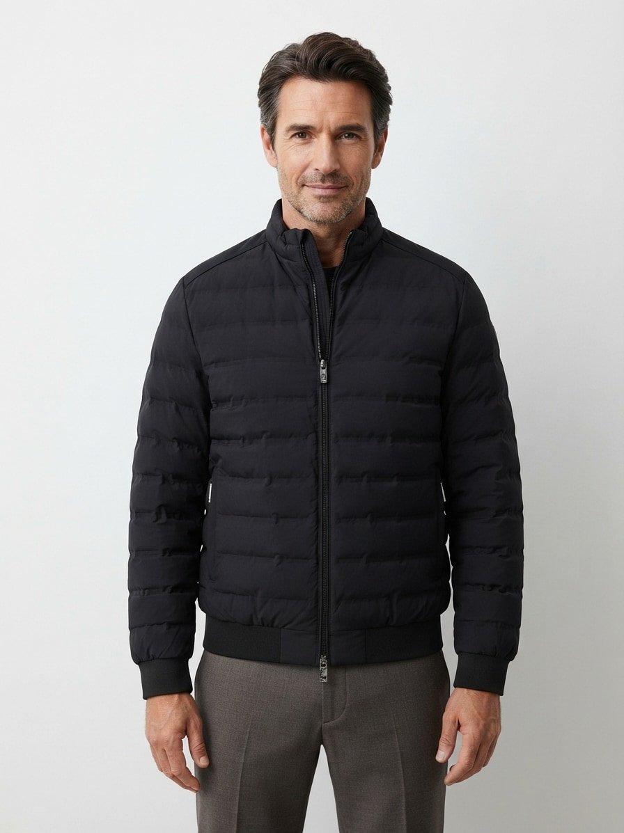 Steppblouson, Mikrofaser wasserabweisend, schwarz