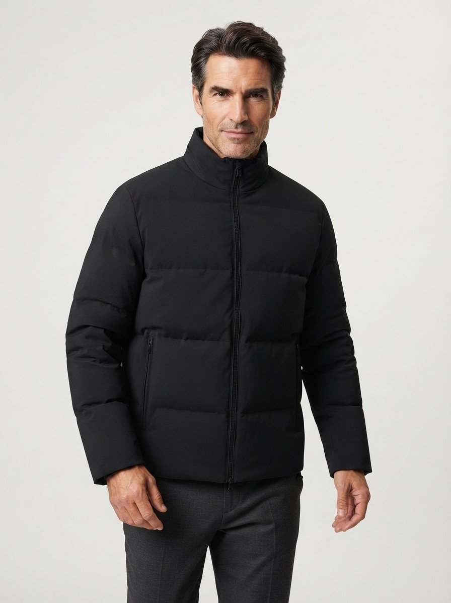 Steppjacke, Mikrofaser wasserabweisend, schwarz