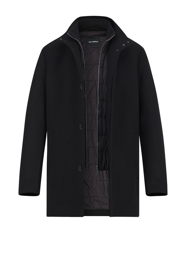 Jacke, Wolle, schwarz wattiert