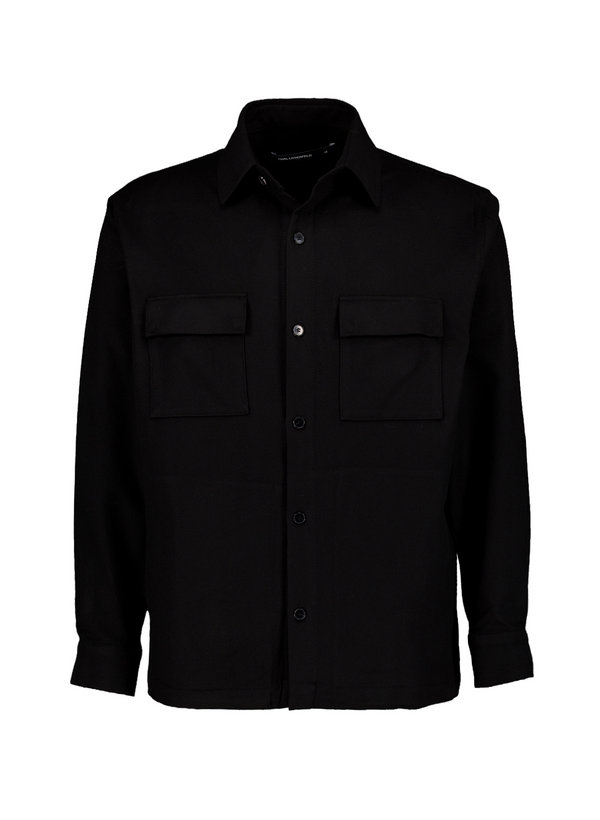 Overshirt, Twill, Kent, Brusttasche, schwarz