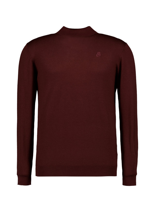 Stehkragenpullover, Merinowolle, merlot meliert
