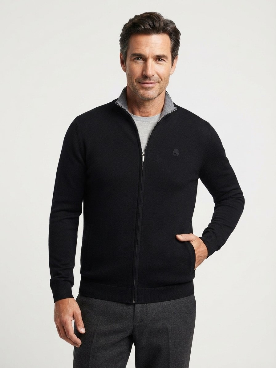 Cardigan, Merinowolle extrafein, schwarz