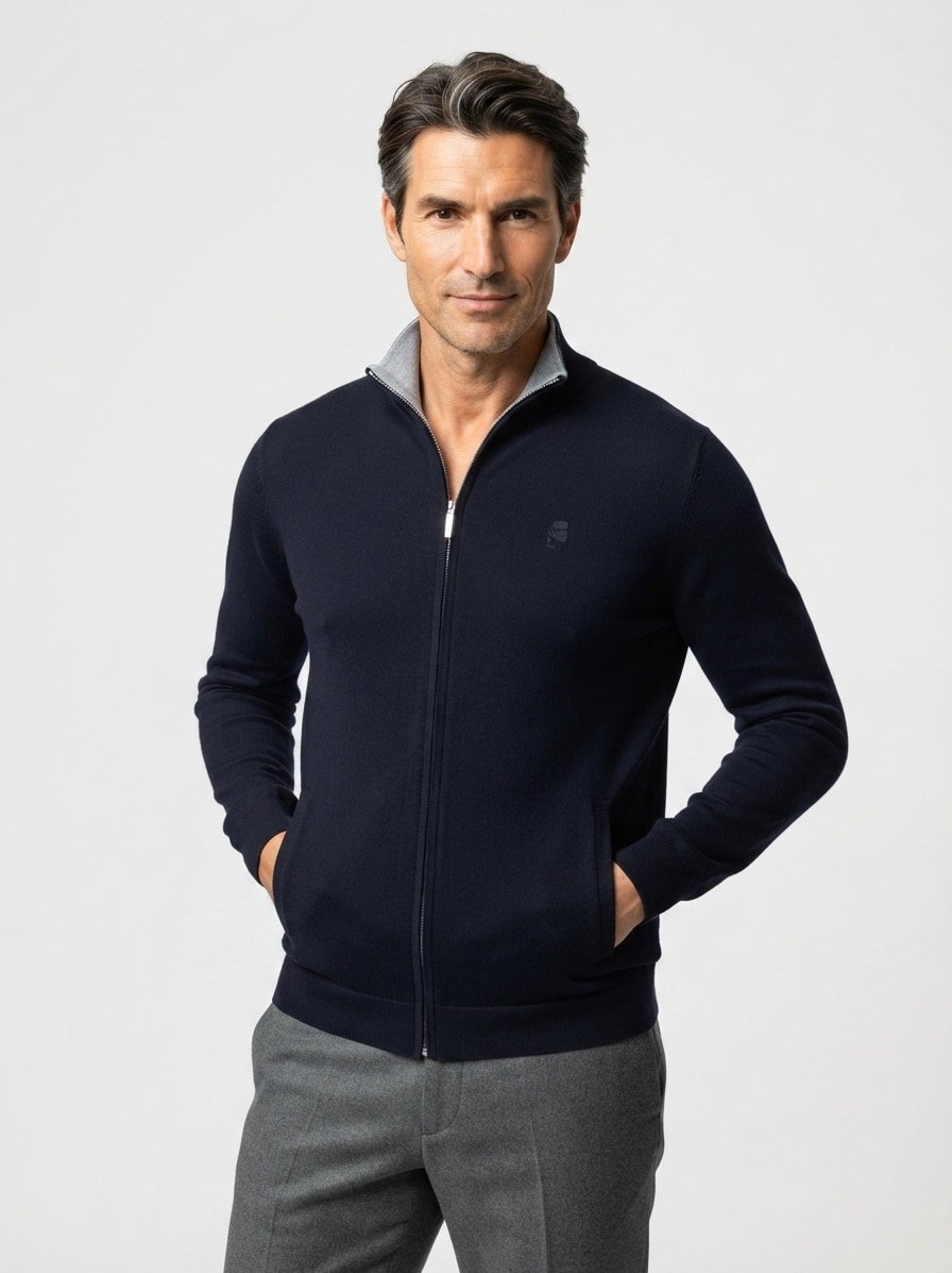 Cardigan, Merinowolle extrafein, navy