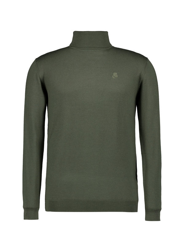 Rollkragenpullover, Merinowolle, grün meliert