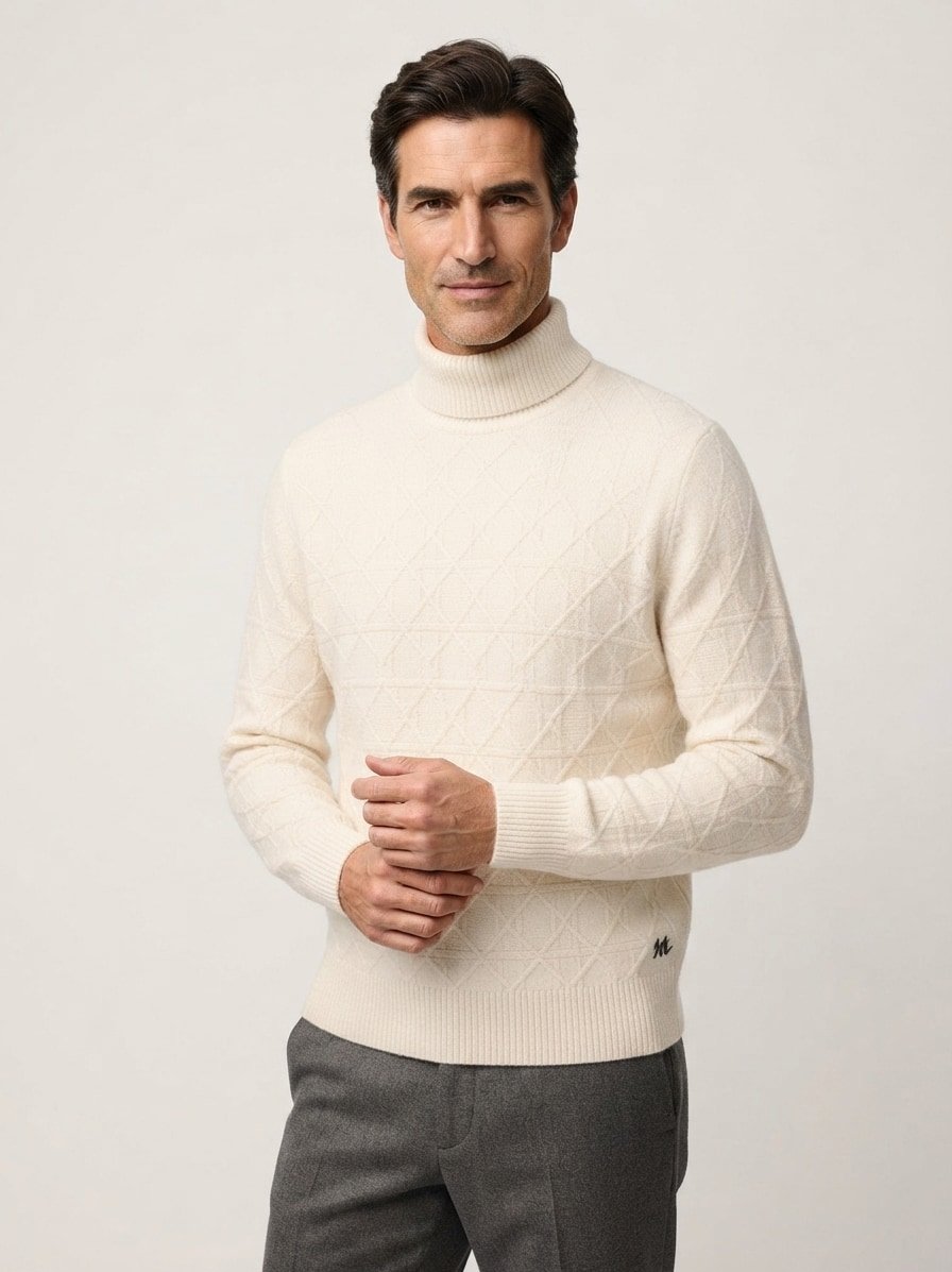 Rollkragenpullover, Merinowolle, champagne
