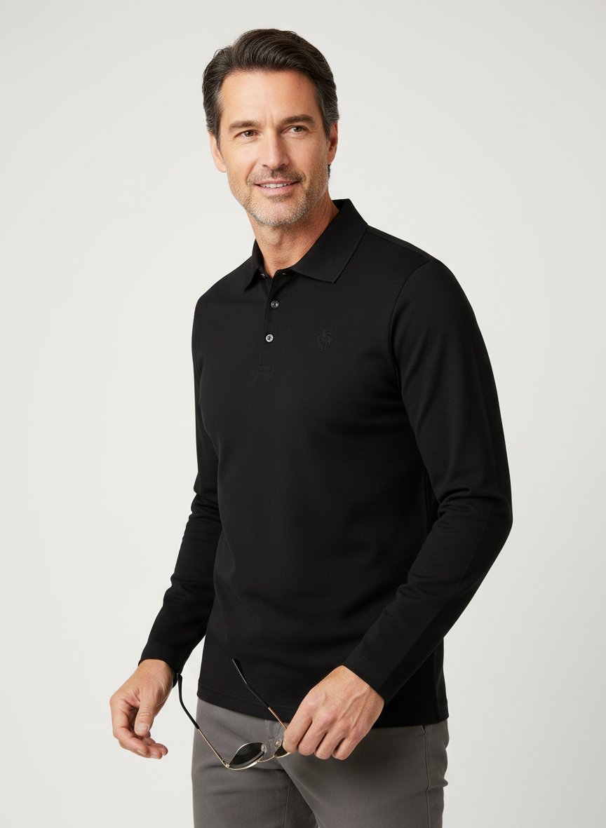 Polo-Shirt, Jersey, schwarz