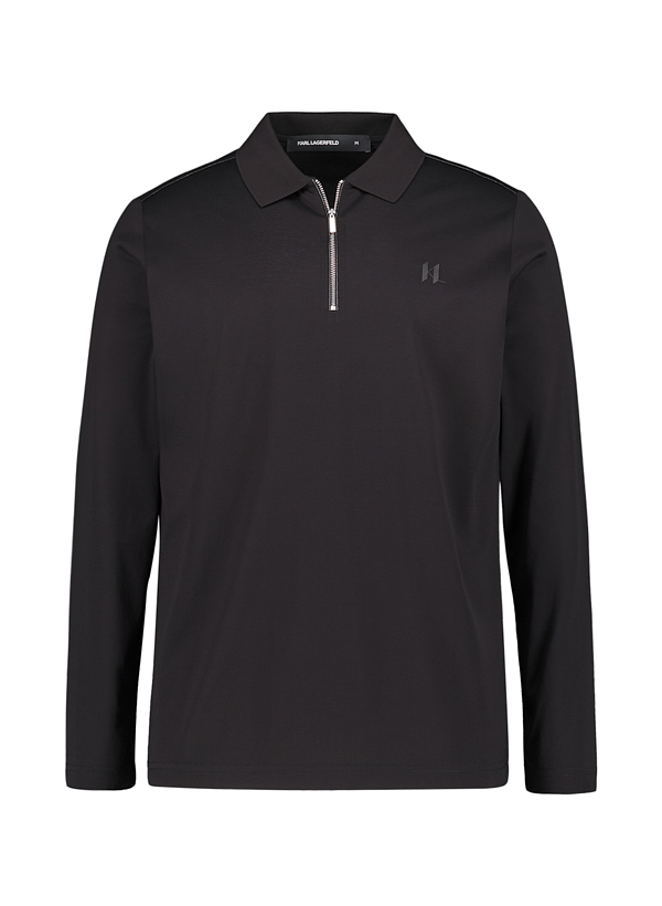 Zip-Polo, Baumwoll-Jersey, schwarz
