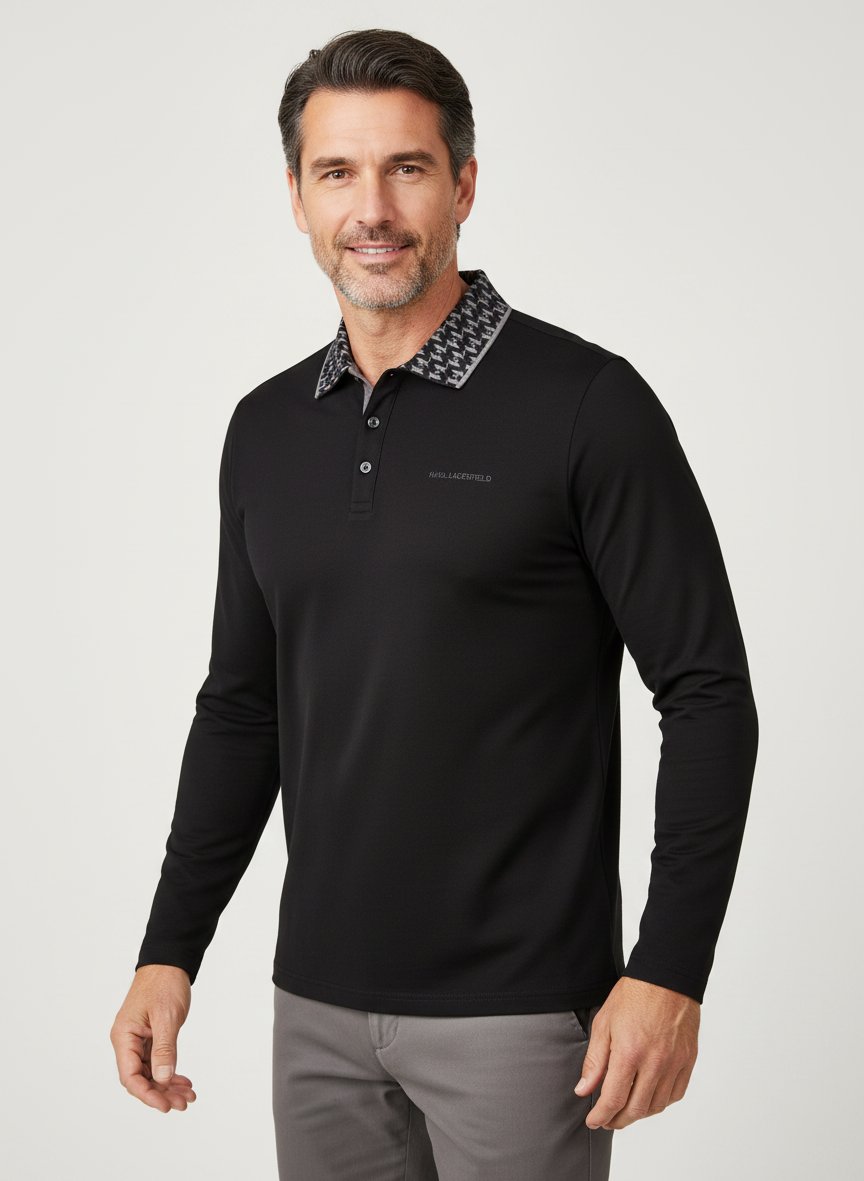 Polo-Shirt, Jersey, schwarz