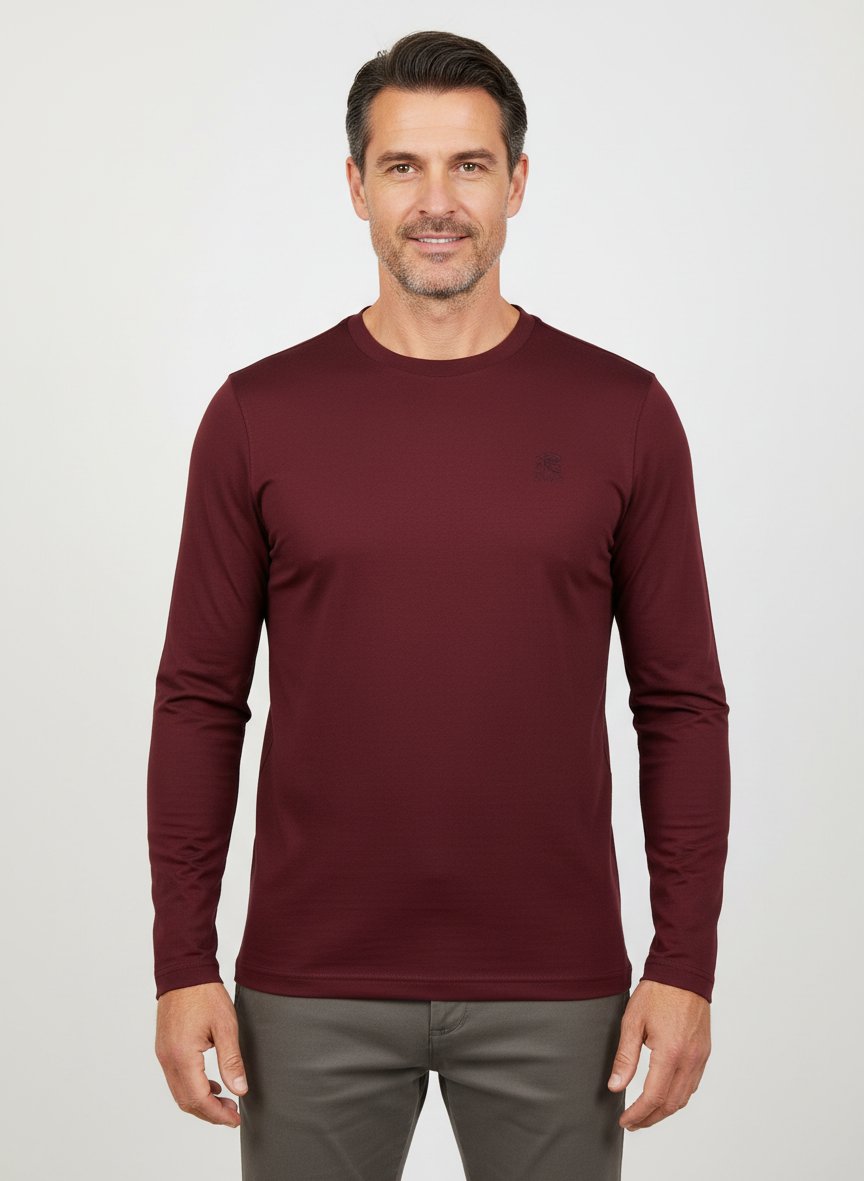 Longsleeve, Baumwolle mercerisiert, merlot