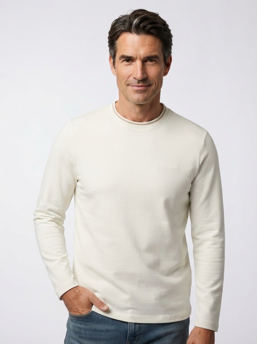 Longsleeve, Baumwoll-Stretch, champagne