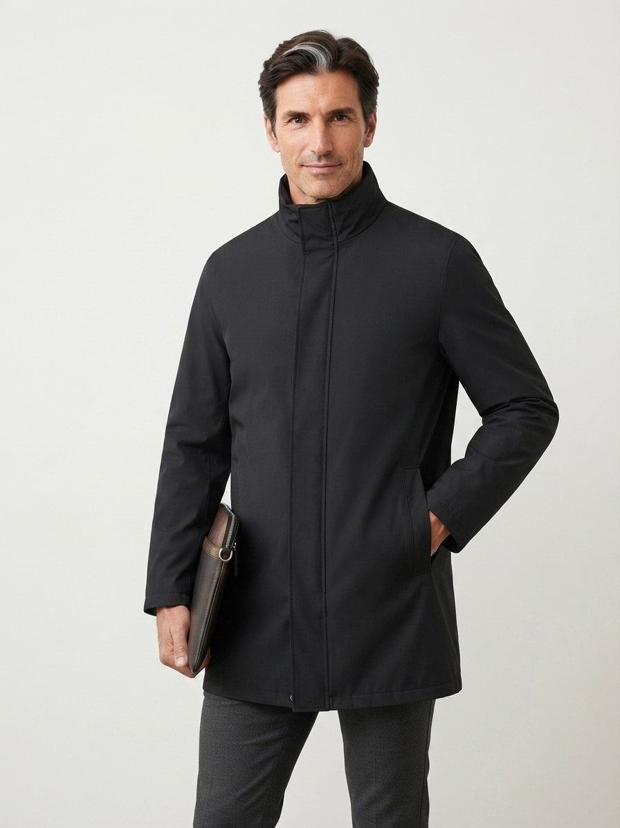Jacke, Mikrofaser wasserabweisend, schwarz