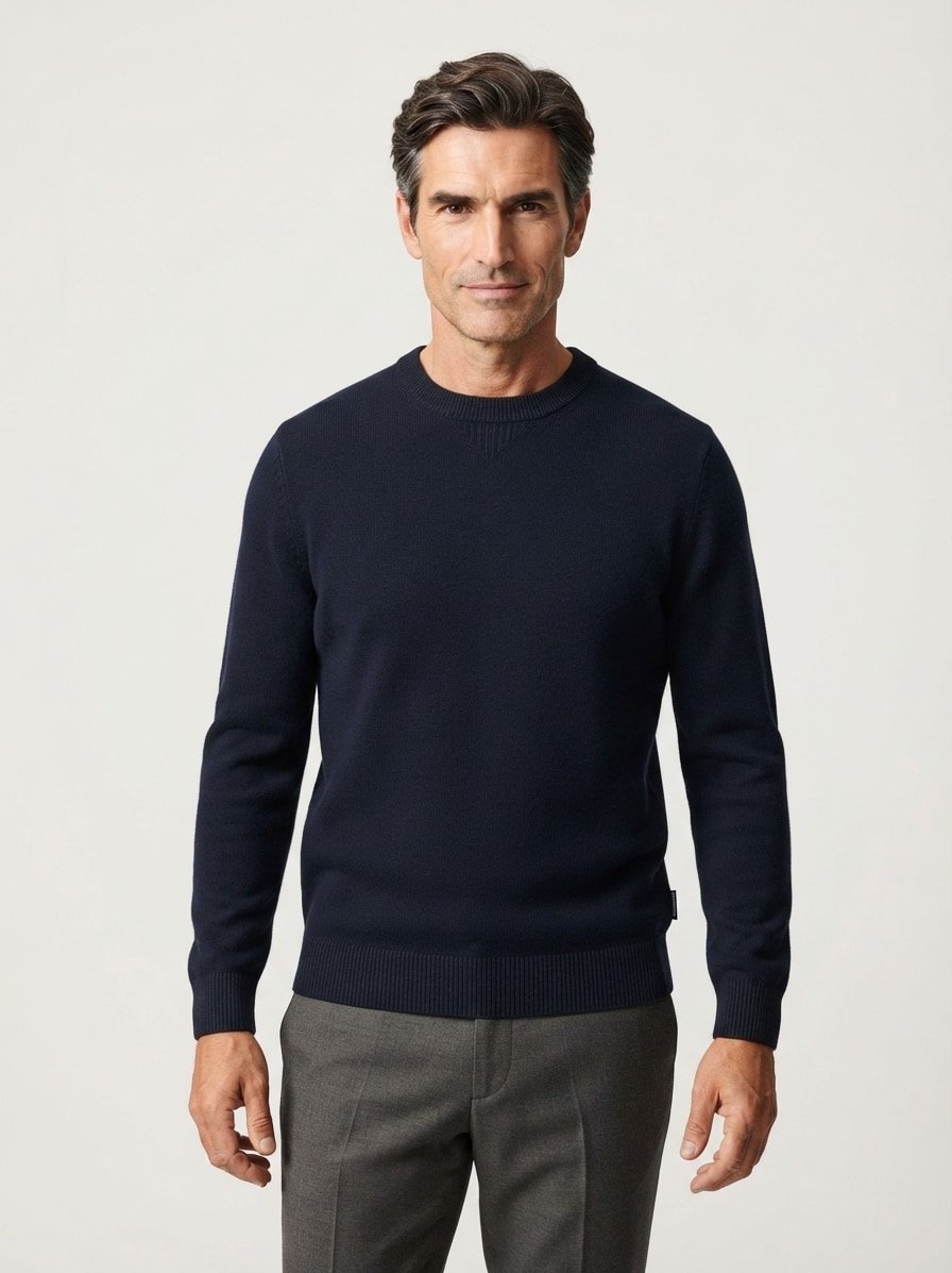 Pullover, Baumwolle-Wolle Mischung, navy