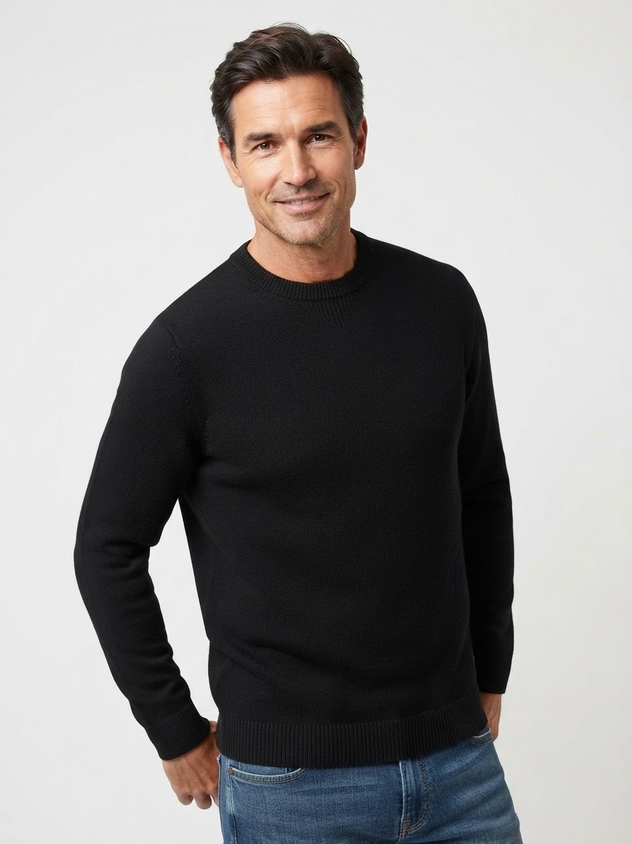 Pullover, Baumwolle-Wolle Mischung, schwarz