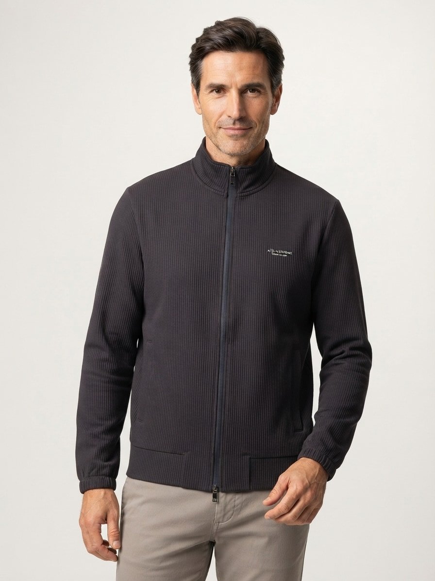 Trainingsjacke, Microfaser-Stretch, navy strukturiert