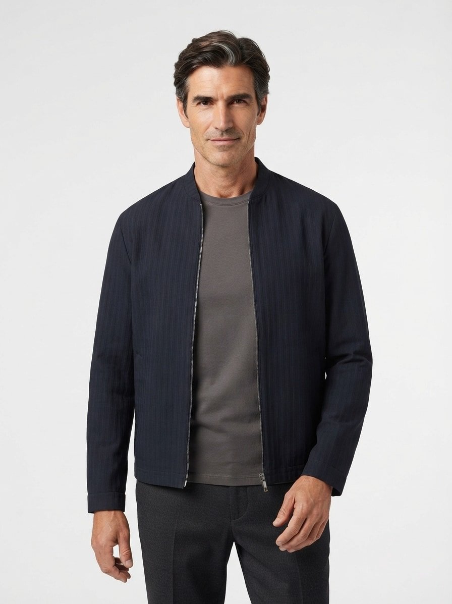 Blouson, Jersey, schwarz fischgrät