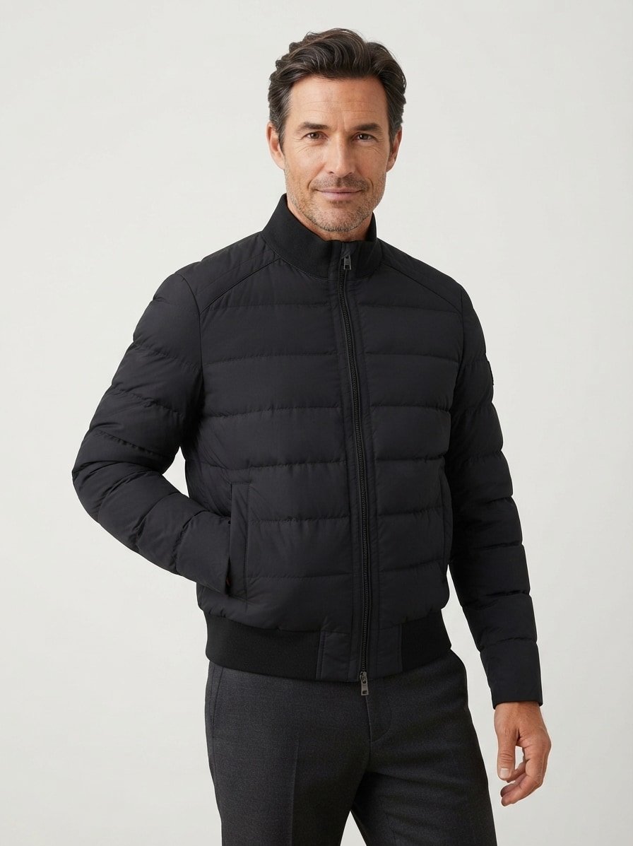 Daunenjacke, Mikrofaser wasserabweisend, schwarz