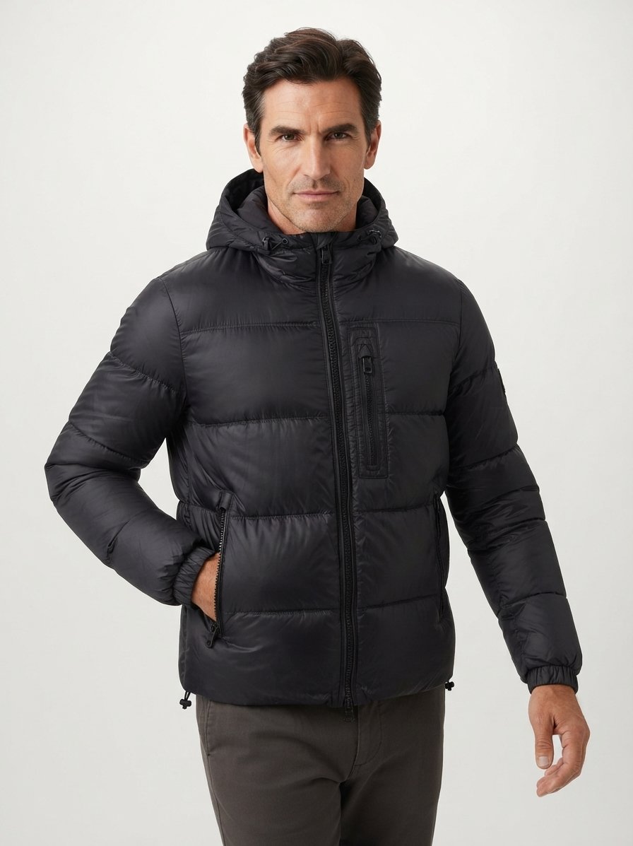 Daunenjacke Atlas, Nylon wasserabweisend, black