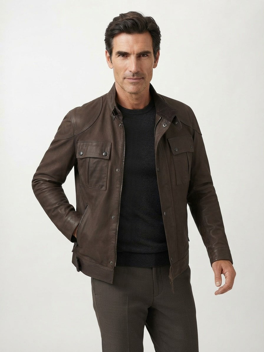 Jacke Gangster, Rindleder, dark dusty
