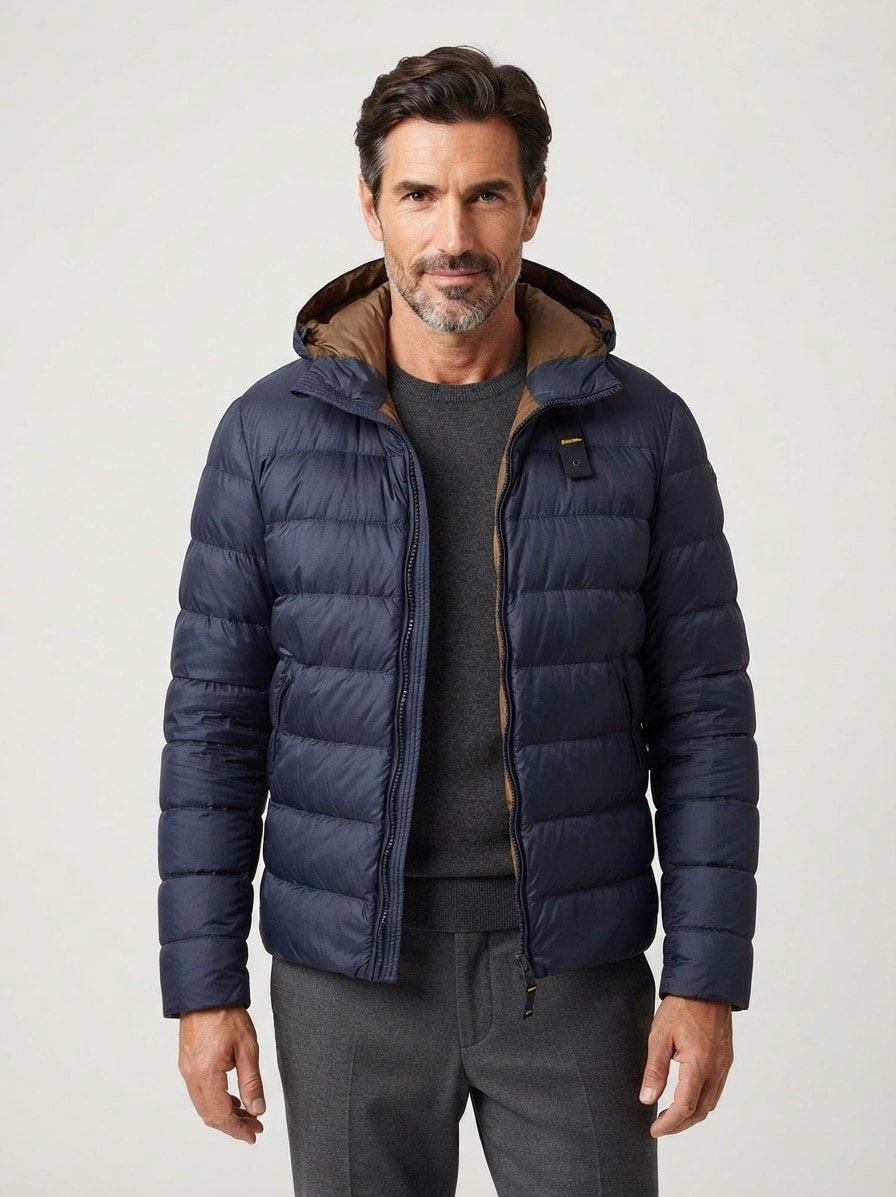 Daunenjacke, Nylon, dunkelblau