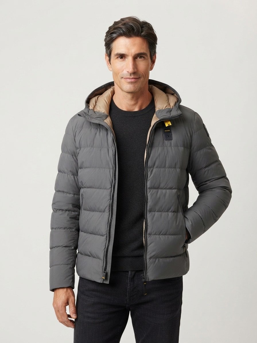 Daunenjacke, Nylon, grau