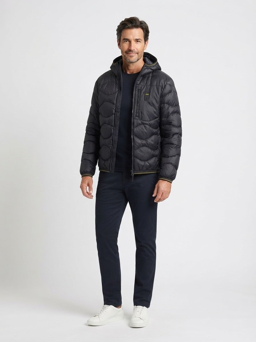 Daunenjacke Wave, Nylon, schwarz