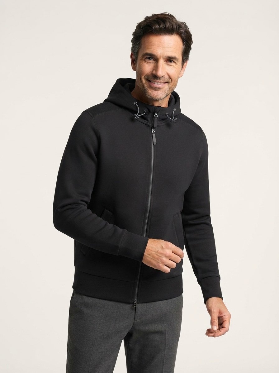 Sweatjacke Kano, Baumwolle, schwarz