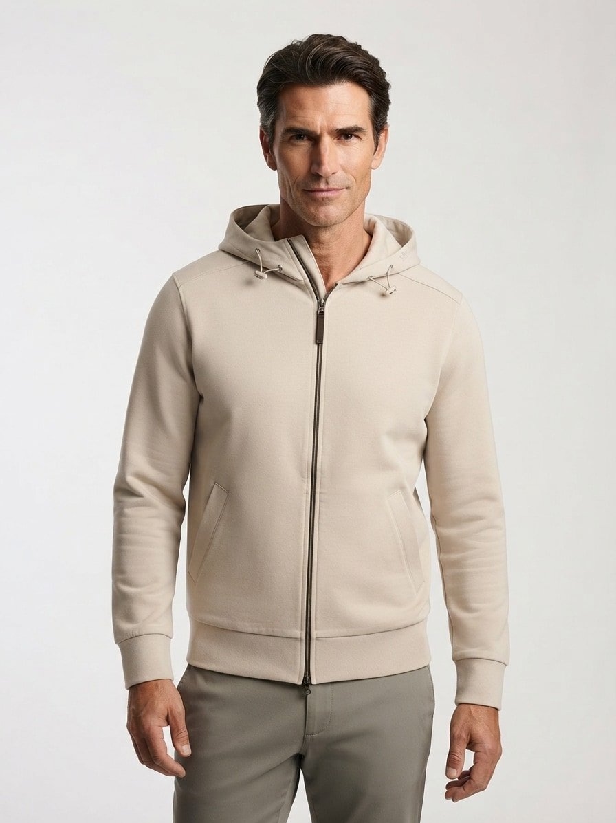 Sweatjacke, Baumwolle, sand