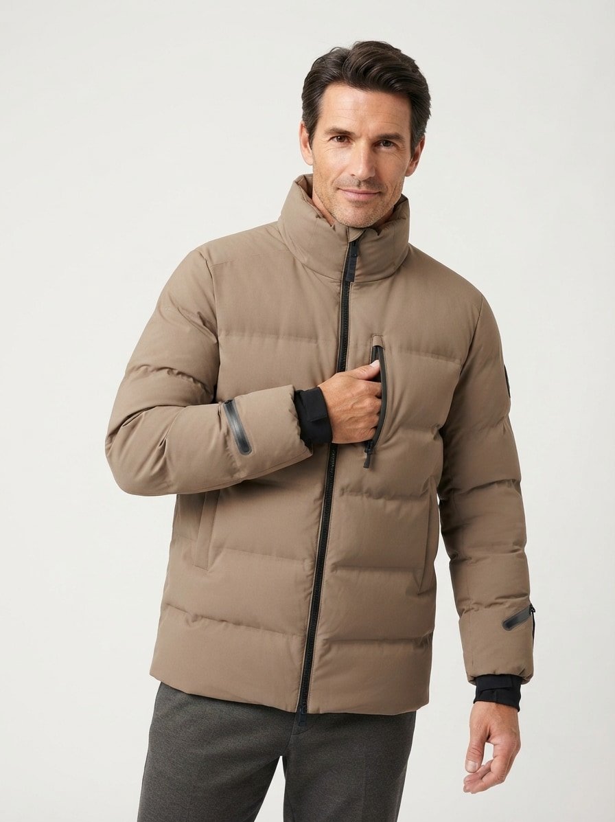 Daunenjacke Ekin-D, Mikrofaser wasserabweisend, braun