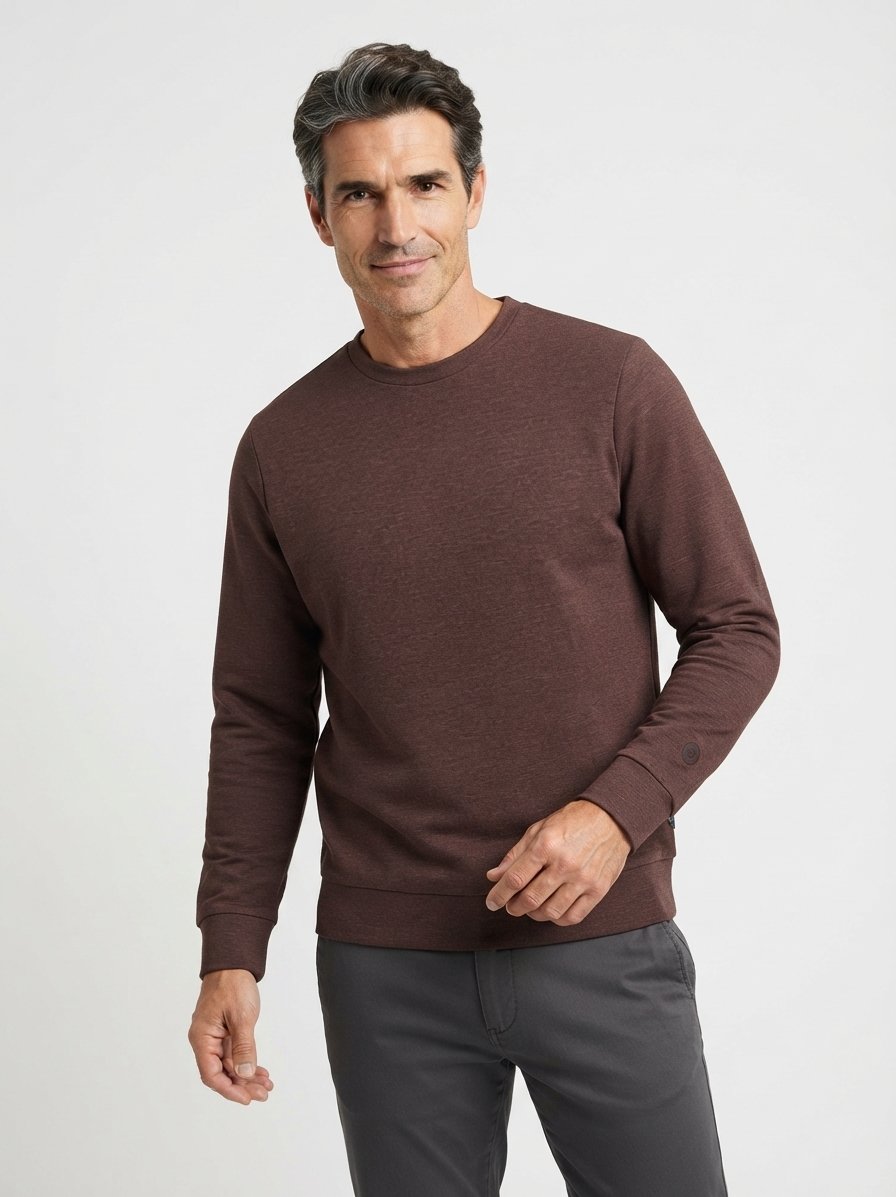 Sweatshirt, Scuba, dunkelbraun meliert
