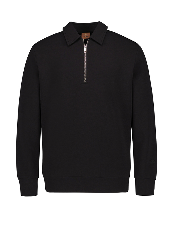 Sweatshirt mit Polokragen, Scuba, schwarz