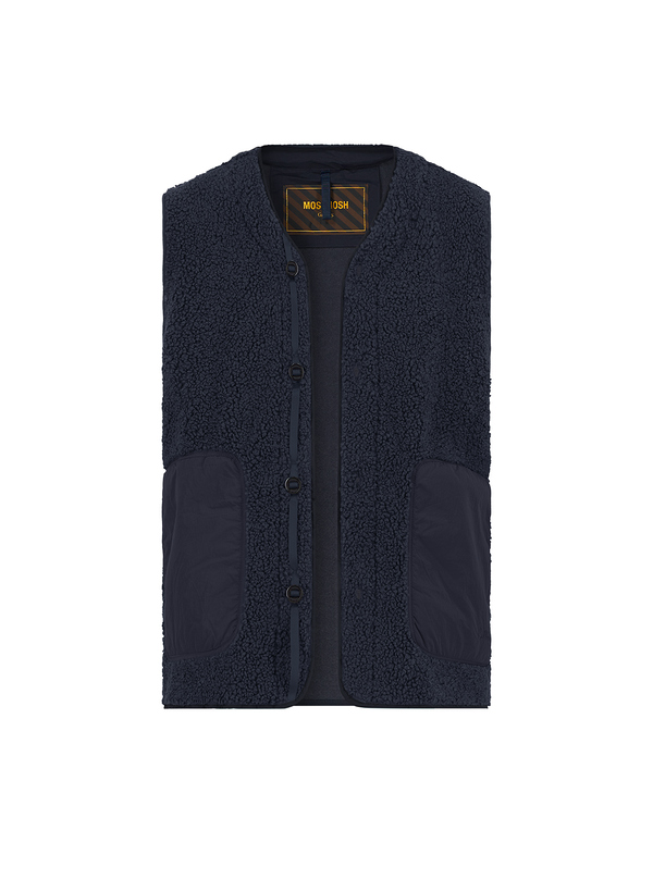 MOS MOSH Gallery. Herren Weste blau unifarben