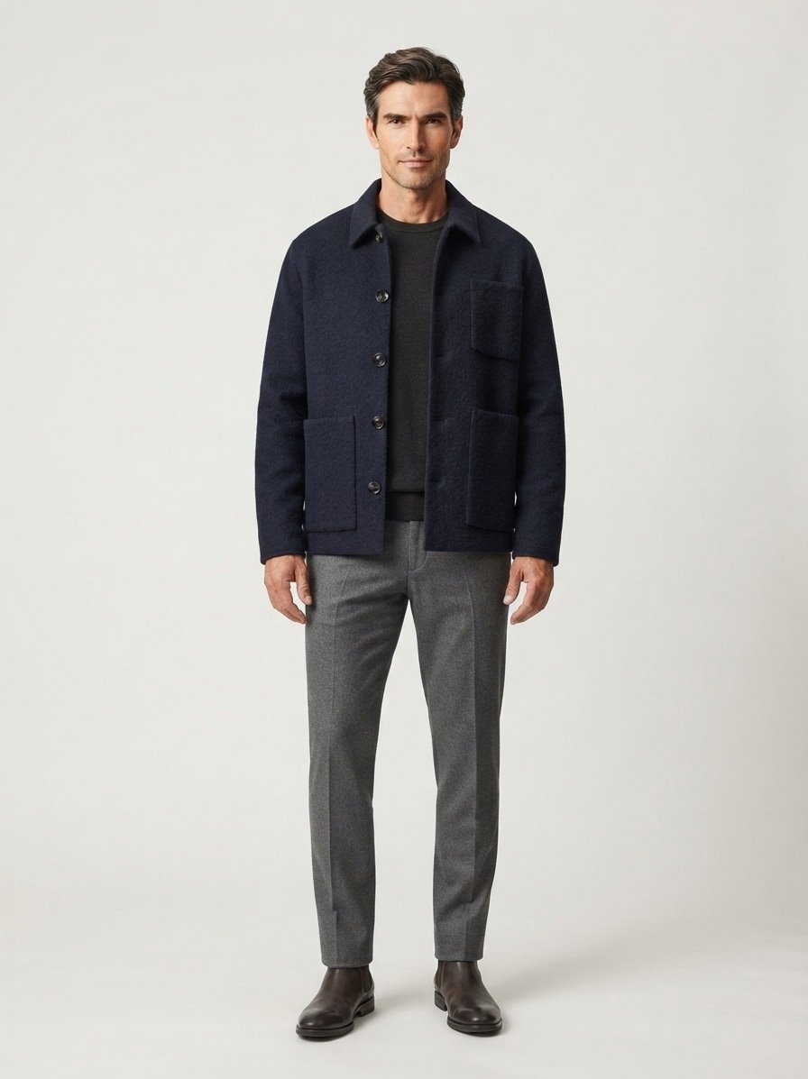 Jacke MMGWarren, Wolle ungefüttert, navy