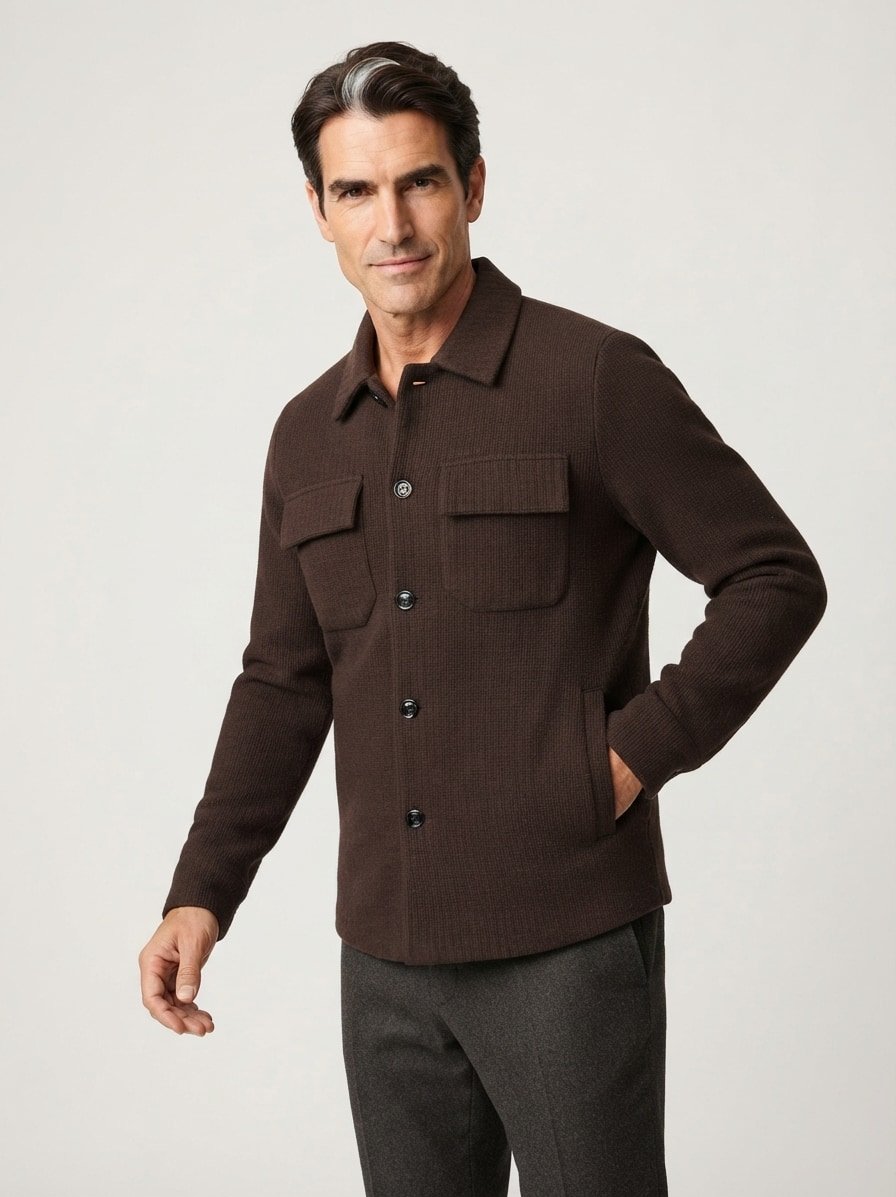 Overshirt MMGAustin, Strick, black coffee