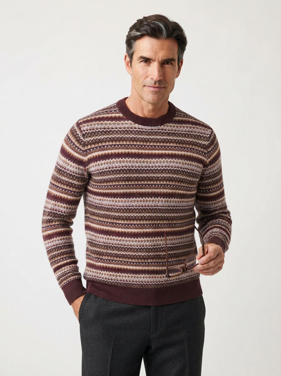 Pullover Laporte, Wolle, braun strukturiert