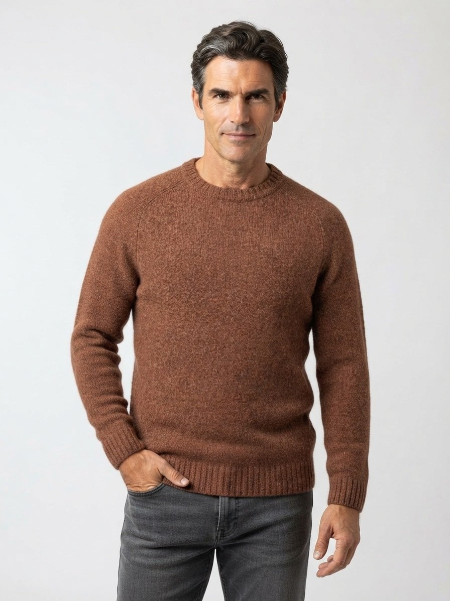 Pullover Carlos, Alpaka-Wolle, braun meliert