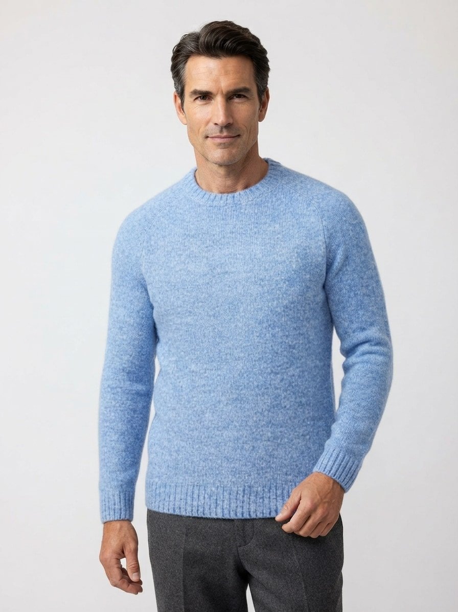 Pullover Carlos, Alpaka-Wolle, hellblau meliert