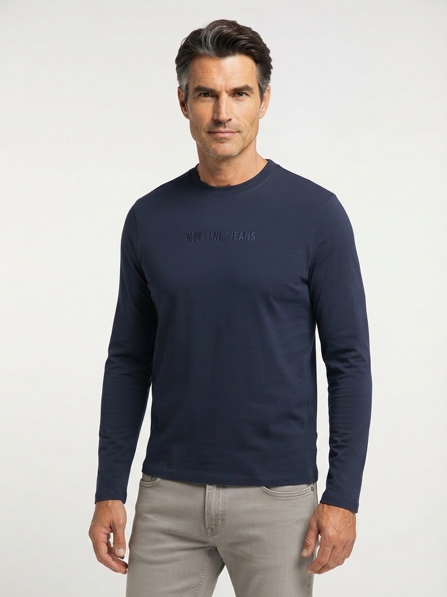 Longsleeve Asheville, Baumwolle, navy