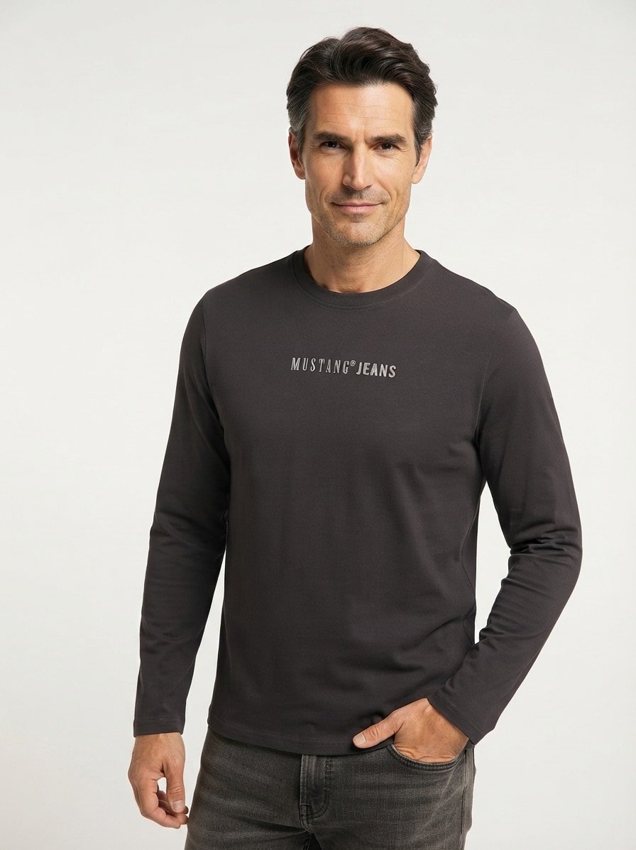 Longsleeve Asheville, Baumwolle, schwarz