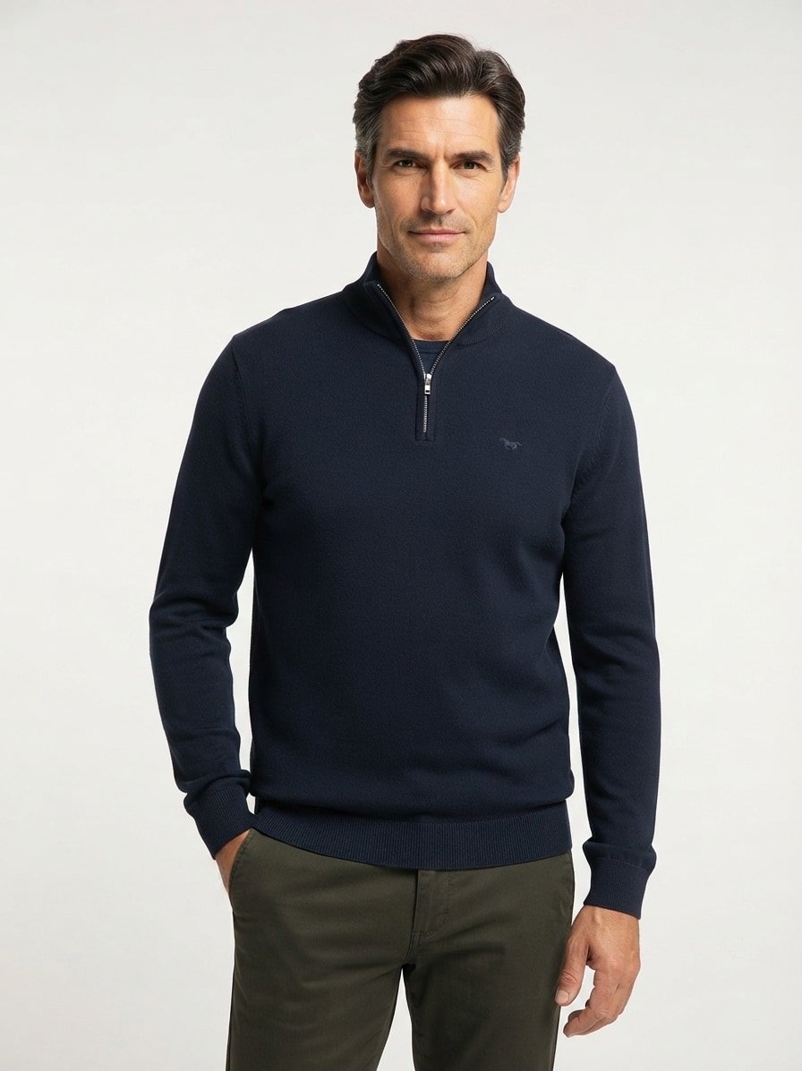 Pullover Everett, Baumwolle, navy strukturiert