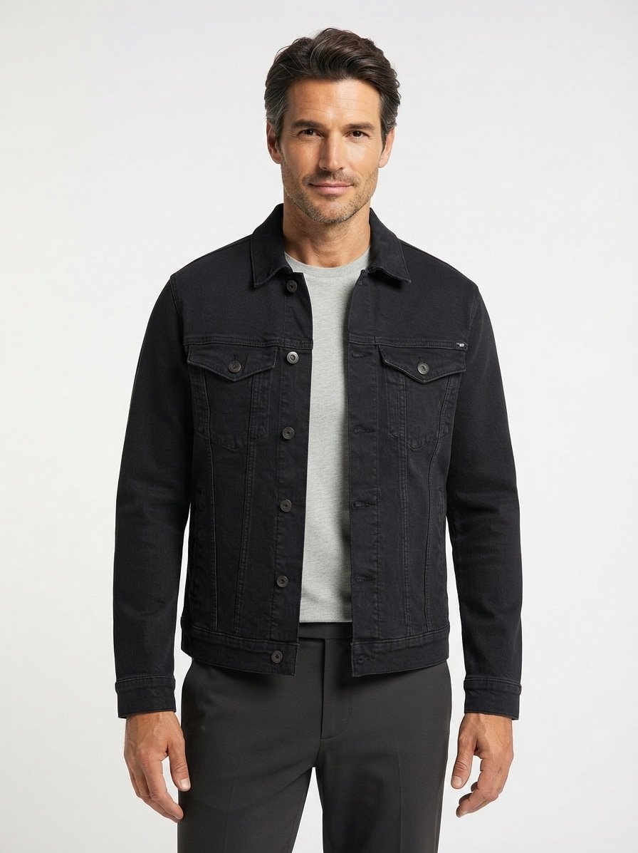 Jeansjacke Dallas, Baumwolle, schwarz